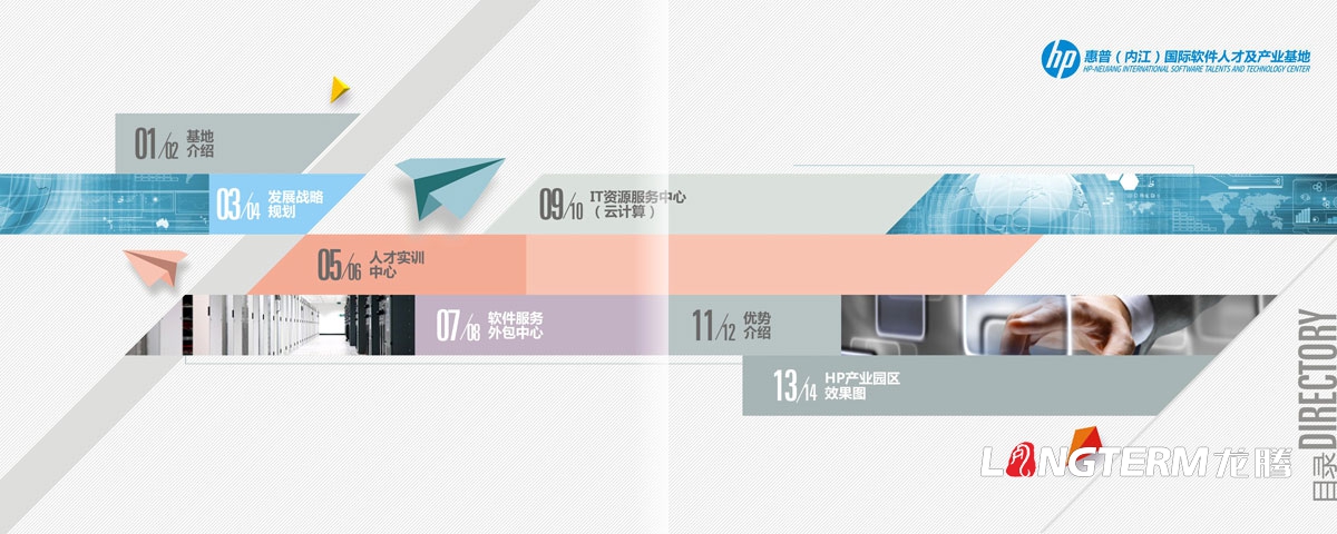 惠普（内江）国际软件人才及产业基地宣传册设计|惠普国际IT科技信息技术集团宣传画册设计效果图