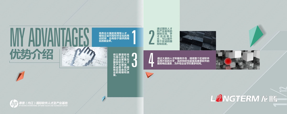 惠普（内江）国际软件人才及产业基地宣传册设计|惠普国际IT科技信息技术集团宣传画册设计效果图