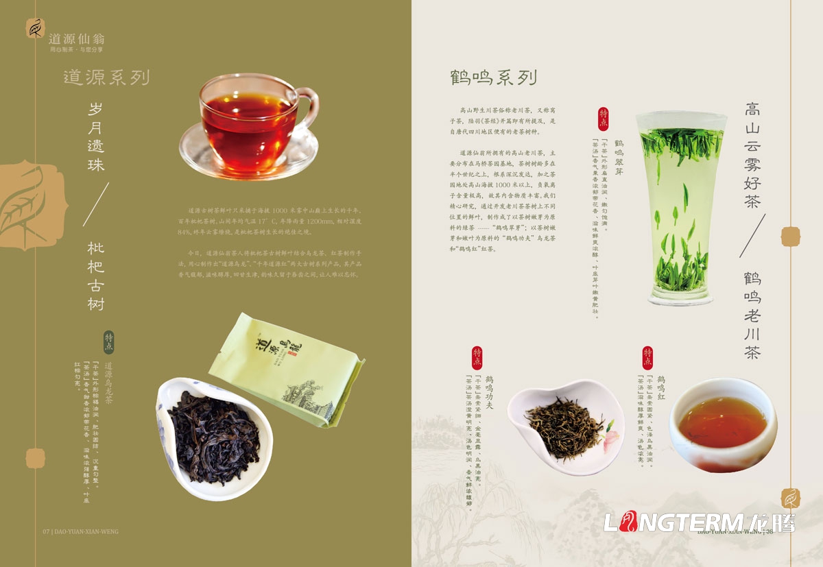 成都道源仙翁茶业有限公司茶叶宣传设计_大邑县茶叶产品宣传手册设计公司_茶叶公司企业形象宣传画册设计